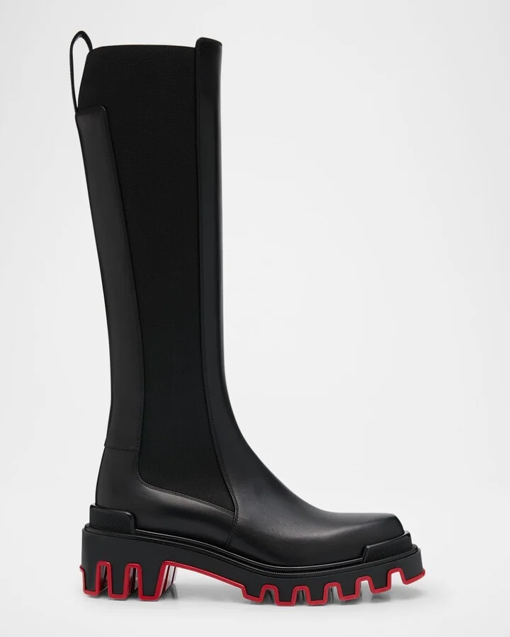 Dune Leather Red Sole Knee Boots