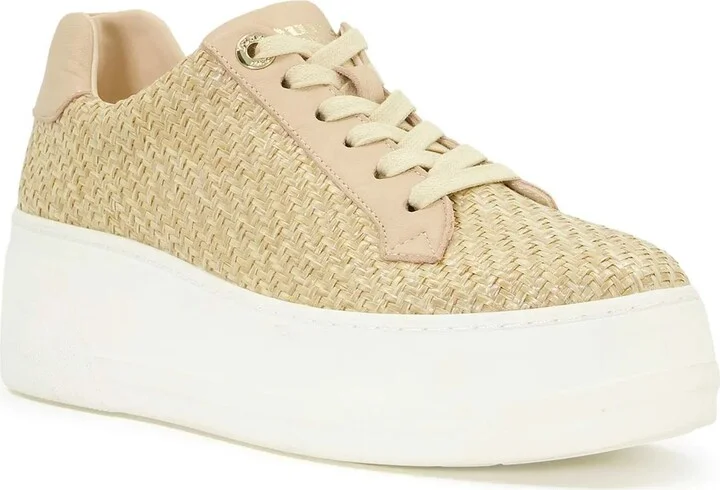 Beige Raffia-Inspired Synthetic