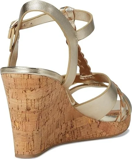 Dune London Koali Women's Wedge Shoes Gold : 40 (US Women's 10) B - Medium, Leather - Image 4
