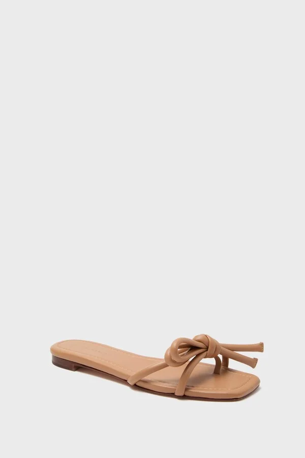 Dune Nappa Hadley Leather Bow Flat Sandal