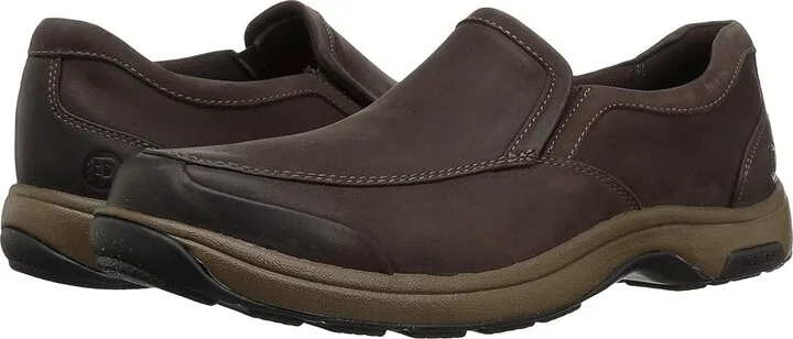 Dunham Battery Park Slip-On Men's Slip on Shoes Brown Nubuck : 9 D (M), Full Grain leather