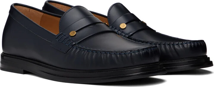 Dunhill Navy Rivet Loafers - Image 4