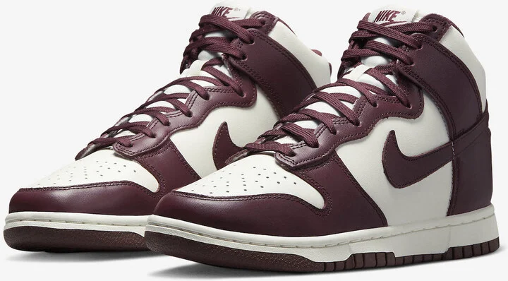 Dunk High DD1869-601 Women's US 5 Burgundy White Leather Sneakers PSS150
