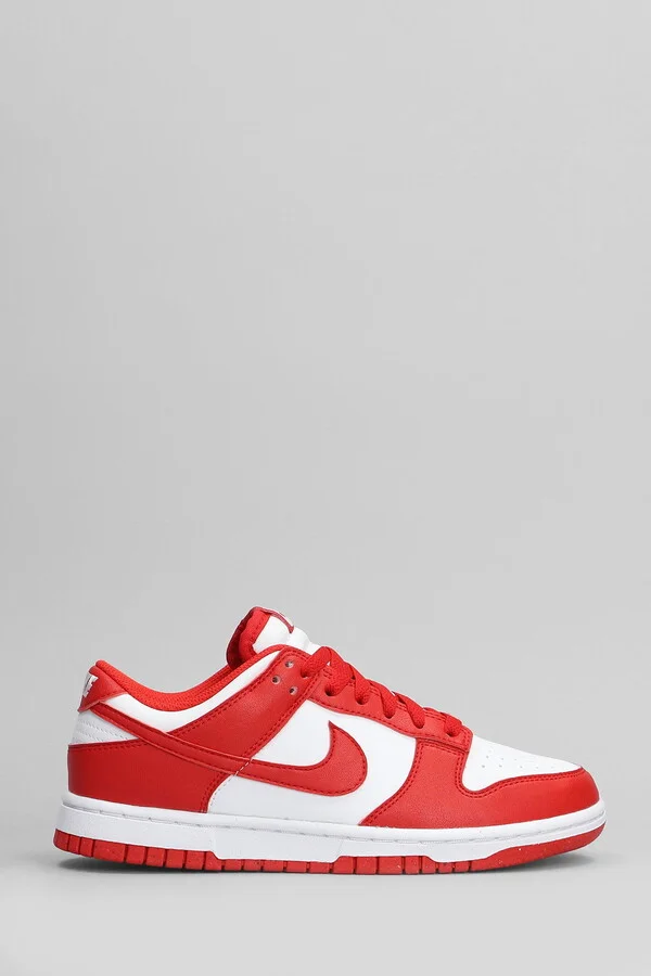 Dunk Low Next Nature Sneakers In Red Leather