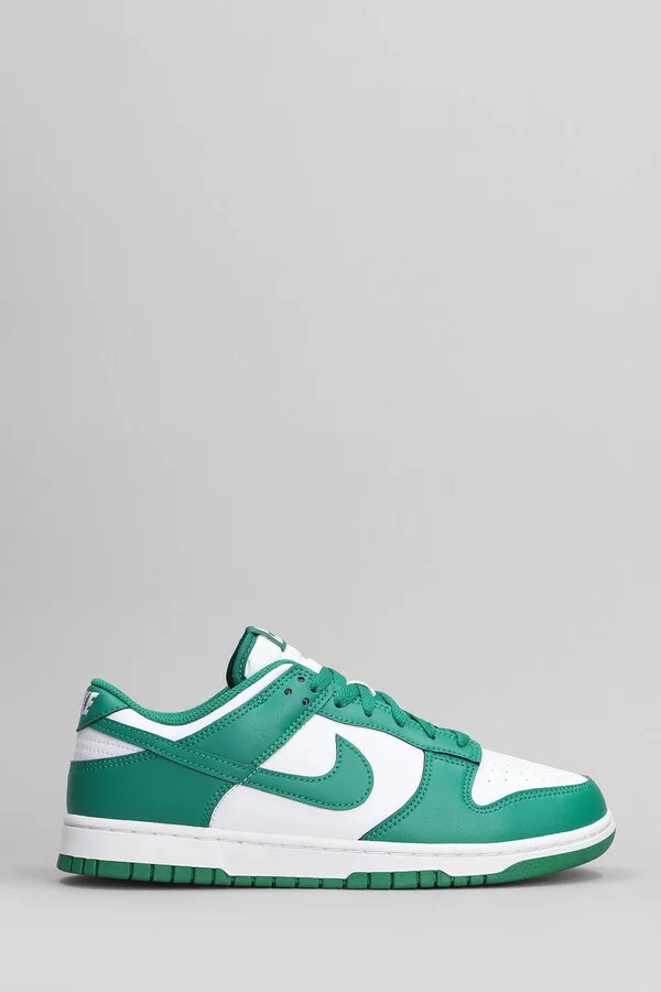 Dunk Low Retro Sneakers In Green Leather