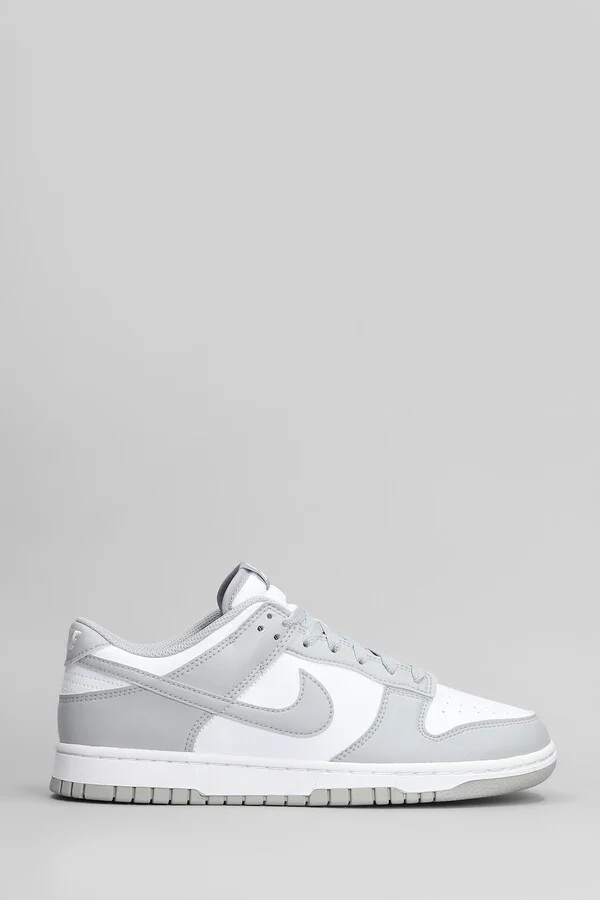 Dunk Low Retro Sneakers In Grey Leather