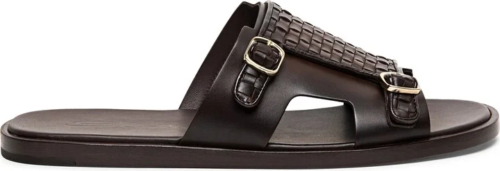 Duo Woven Leather Monk Strap Slide Sandal - Image 3