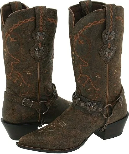 Durango Crush Cowgirl Boot Cowboy Boots Saddle Brown W/Tan & Brown : 7 B - Medium, Leather
