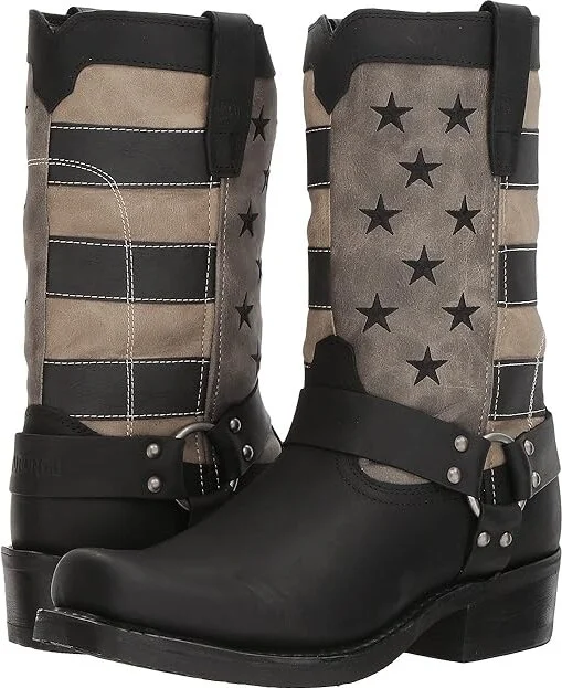 Durango Flag Harness 11 Boot Cowboy Boots Black/Charcoal/Grey : 10 D - Medium, Synthetic/Leather