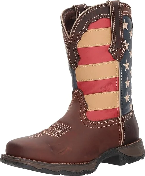 Durango Lady Rebel Flag Steel Toe Cowboy Women's Boots Brown : 6 B - Medium, Leather/Full Grain leather - Image 2