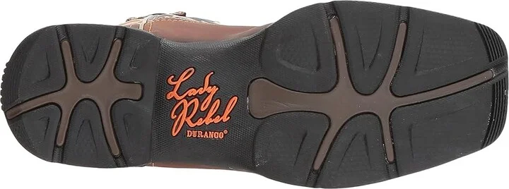 Durango Lady Rebel Flag Steel Toe Cowboy Women's Boots Brown : 6 B - Medium, Leather/Full Grain leather - Image 4