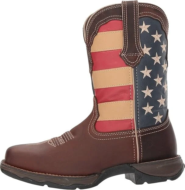 Durango Lady Rebel Flag Steel Toe Cowboy Women's Boots Brown : 6 B - Medium, Leather/Full Grain leather - Image 7