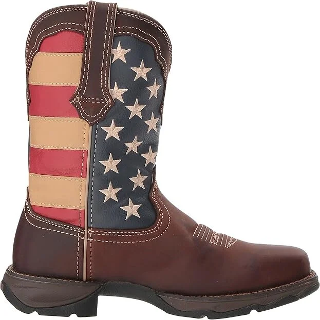 Durango Lady Rebel Flag Steel Toe Cowboy Women's Boots Brown : 6 B - Medium, Leather/Full Grain leather - Image 8
