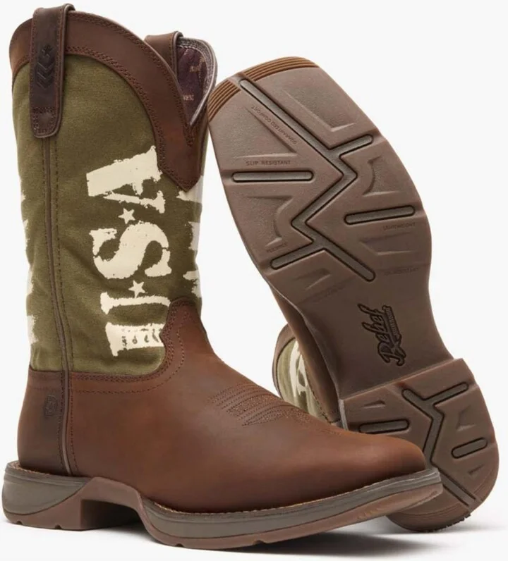 Durango Men's Rebel by Army Green Usa Print Western Boot - Image 2
