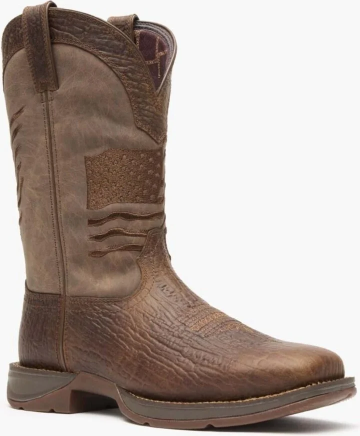 Durango Men's Rebel by Brown Distressed Flag Embroidery Western Boot