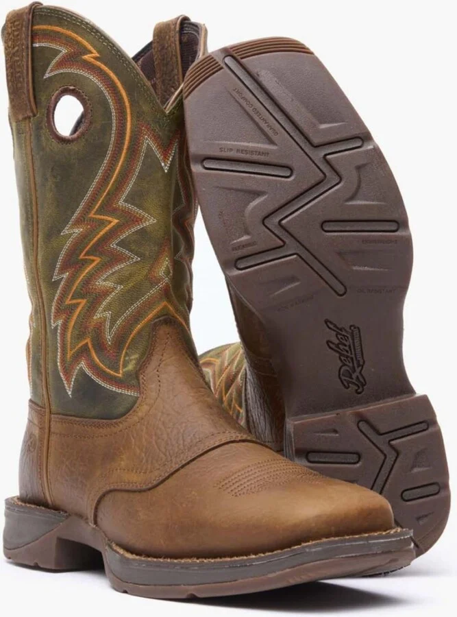 Durango Men's Rebel by Dark Chestnut and Hunter Green Western Boot - Image 2