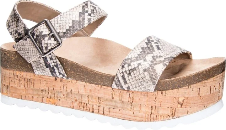 Dusk Palms Platform Sandal In Silver Snake