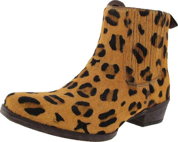 Dustt II Womens Animal Print Calf Hair Chelsea Boots