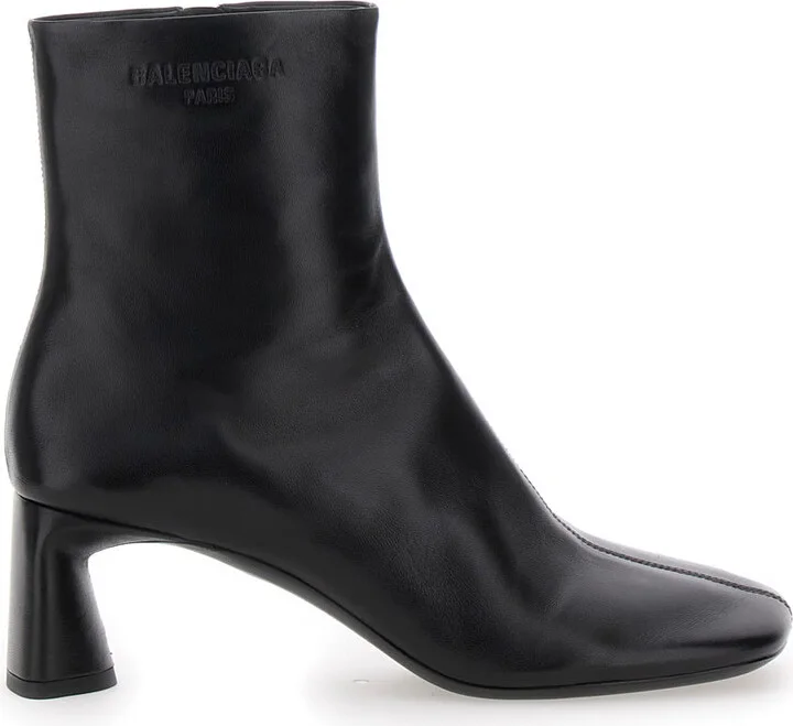 'duty Free 60mm' Black Boots With Square Tip In Leather Women