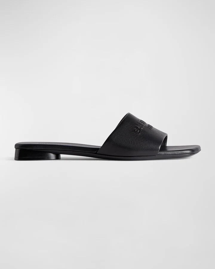 Dutyfree Leather Logo Slide Sandals