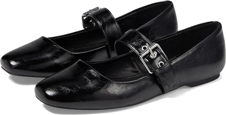 DV by Dolce Vita Mellie Mary Jane Women 10 Black Faux Leather Flat Shoes RHS3499