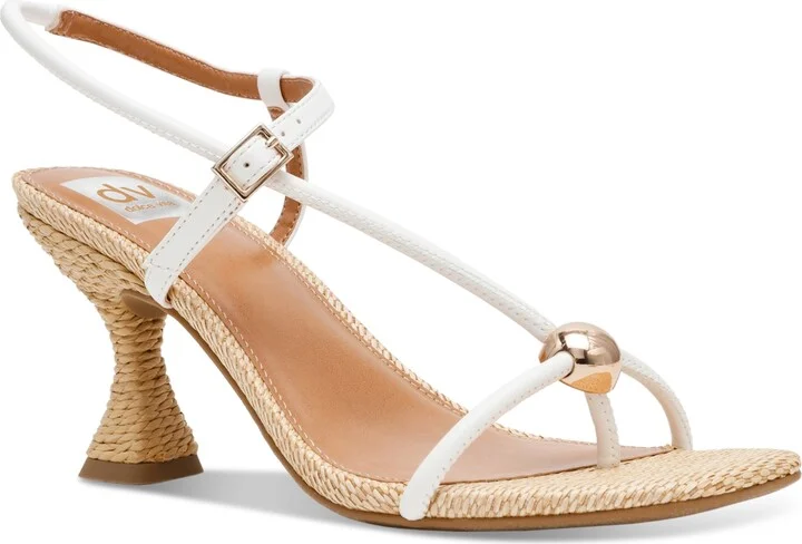 Dv Dolce Vita Women's Arria Strappy Dome-Stud Embellished Dress Sandals - White/Raffia Multi