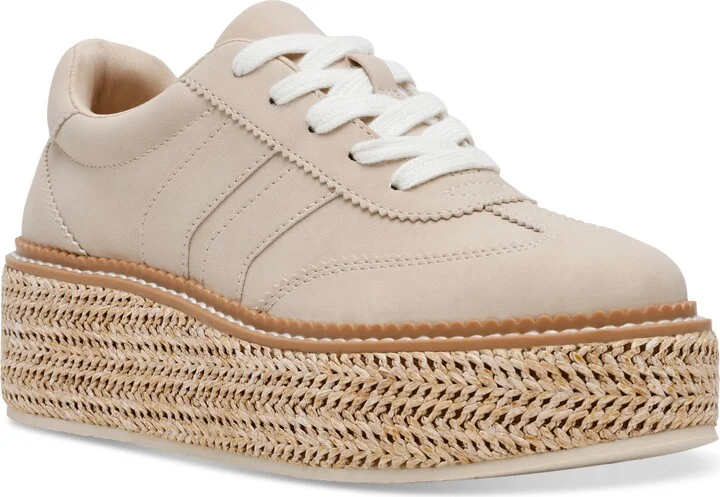Dv Dolce Vita Women's Barkley Raffia Platform Lace-Up Sneakers