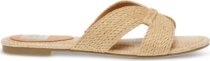 Dv Dolce Vita Women's Geeya Raffia Criss Cross Strap Flat Slide Sandals - Image 7