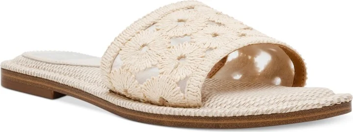 Dv Dolce Vita Women's Jessamine Floral Eyelet Raffia Flat Sandals