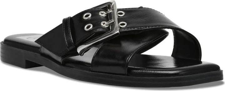Dv Dolce Vita Women's Mayson Crossband Buckle Slide Flat Sandals