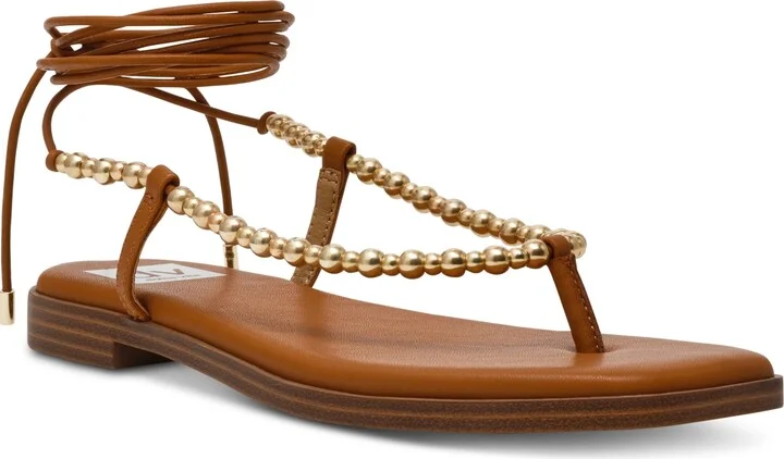Dv Dolce Vita Women's Mirielle Beaded Lace-Up Gladiator Flat Sandals