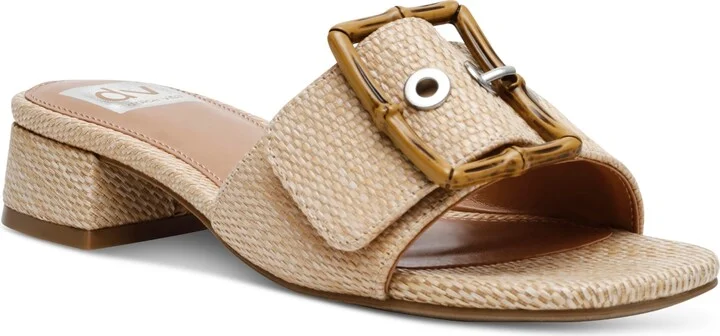 Dv Dolce Vita Women's Niece Raffia Block-Heel Buckle Slide Sandals