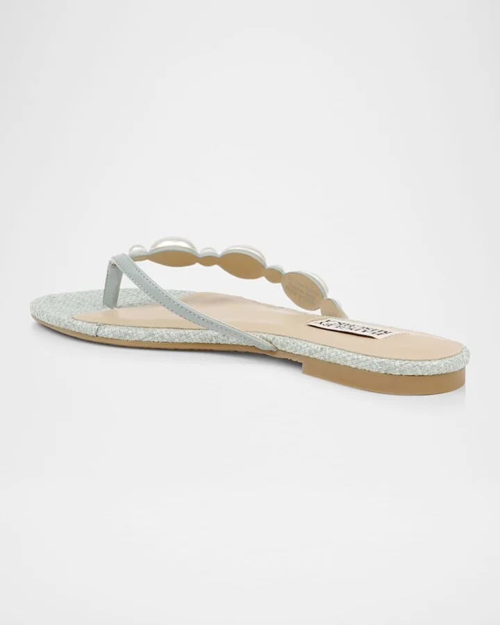 Dyana Pearly Woven Leather Flat Sandals - Image 2