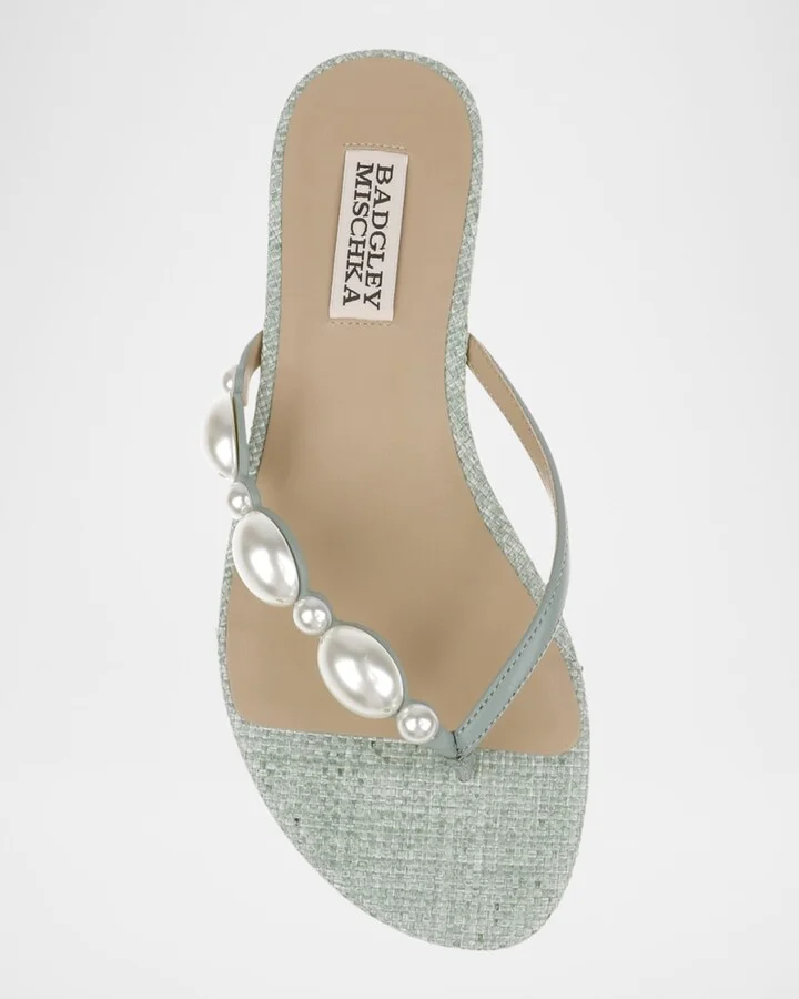 Dyana Pearly Woven Leather Flat Sandals - Image 3