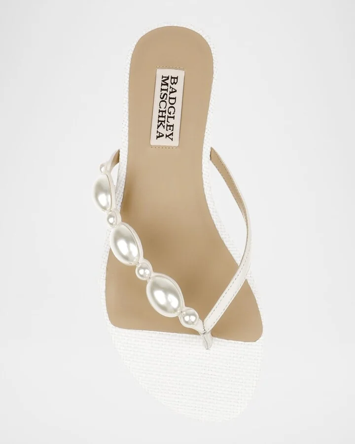 Dyana Pearly Woven Leather Flat Sandals - Image 5