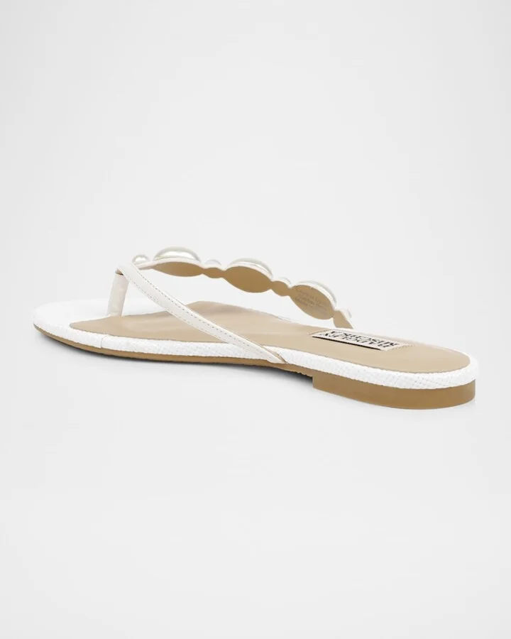 Dyana Pearly Woven Leather Flat Sandals - Image 7