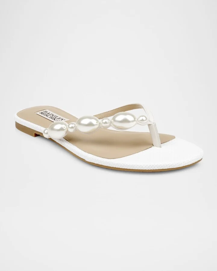 Dyana Pearly Woven Leather Flat Sandals - Image 10