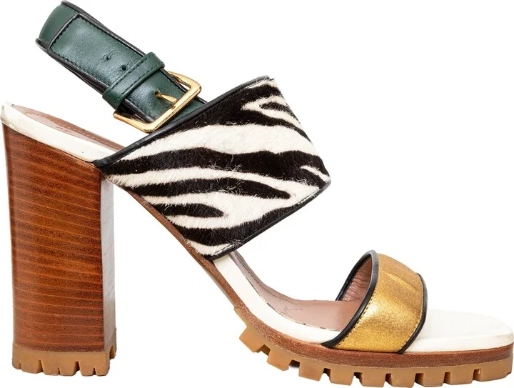 Dyed Calfskin Block Heel Sandals - '20s