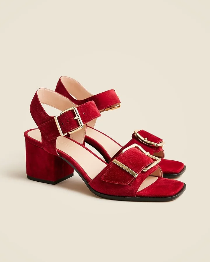 Dylan buckle block-heel sandals in suede - Image 2
