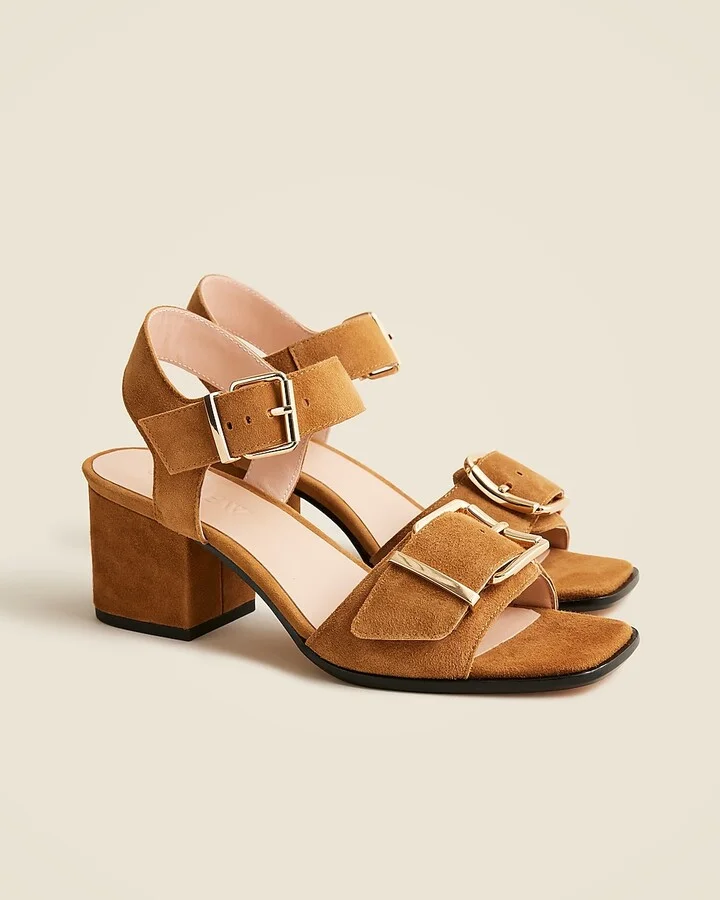 Dylan buckle block-heel sandals in suede