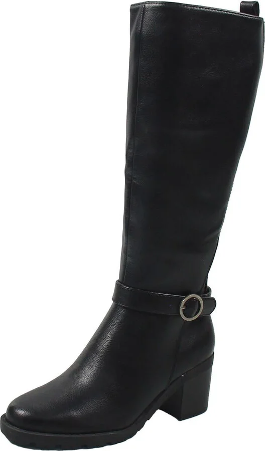 DYLIA Womens Buckle Manmade Mid-Calf Boots