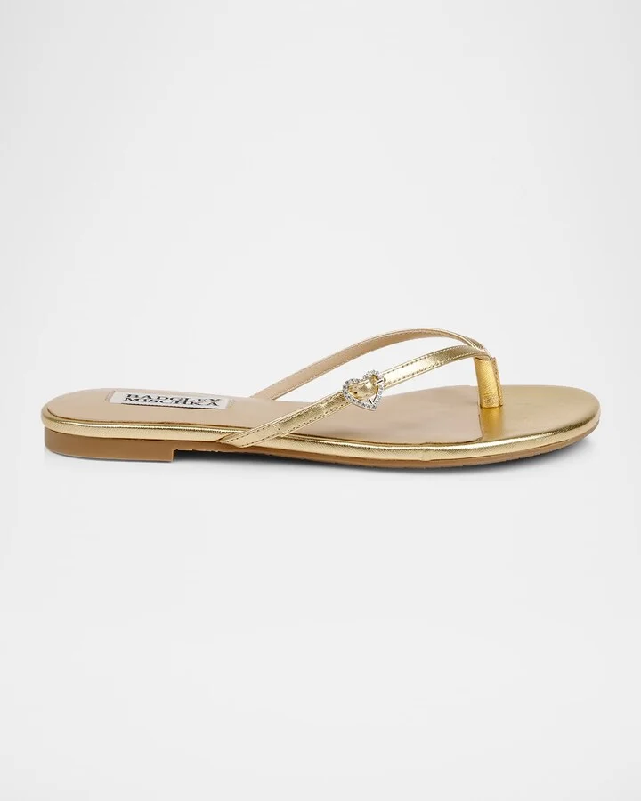 Dynah Heart Leather Flat Sandals