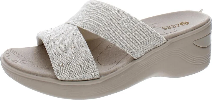 Dynasty Bright Womens Metallic Embellished Wedge Sandals