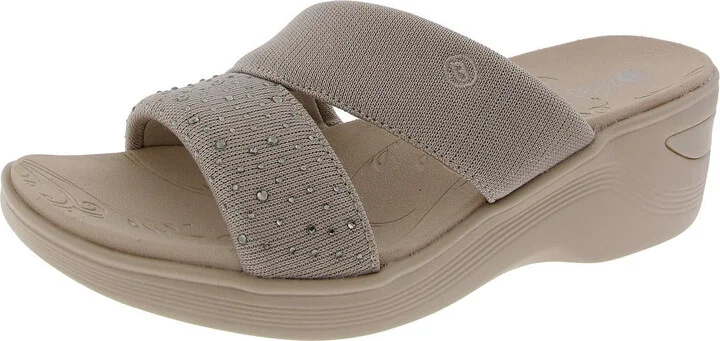 Dynasty Womens Rhinestone Manmade Slide Sandals