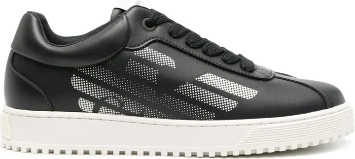 Eagle-Print Leather Sneakers