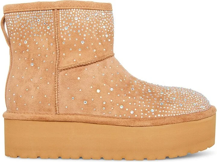 Ease-HR Womens Faux Fur Flatform Ankle Boots