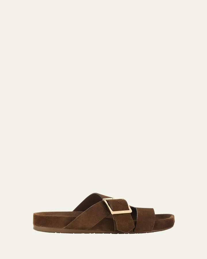 Ease Suede Buckle Slides