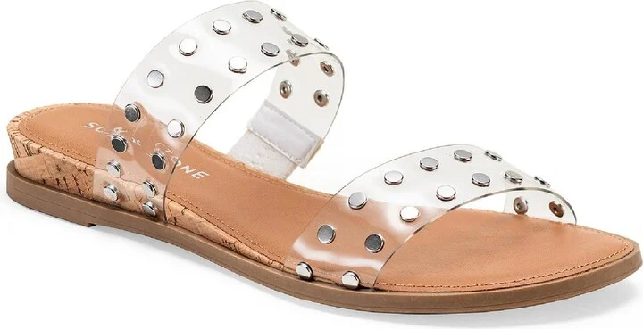 Easten 2 Womens Faux Leather Flats Wedge Sandals