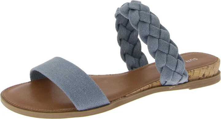 Eastend Womens Faux Denim Braided Slide Sandals