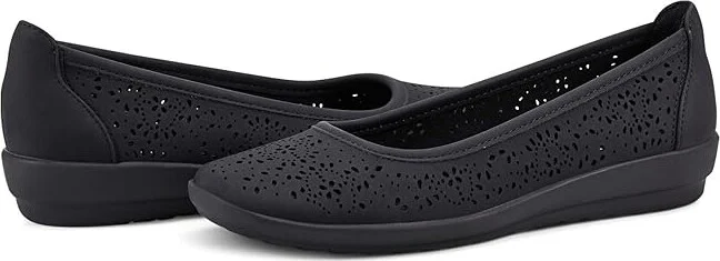 Easy Spirit Alessia 3 Women's Flat Shoes Black : 5.5 M (B), Leather